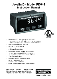 Thumbnail of document Manual - PD644 Javelin D High-Voltage DC Digital Panel Meter